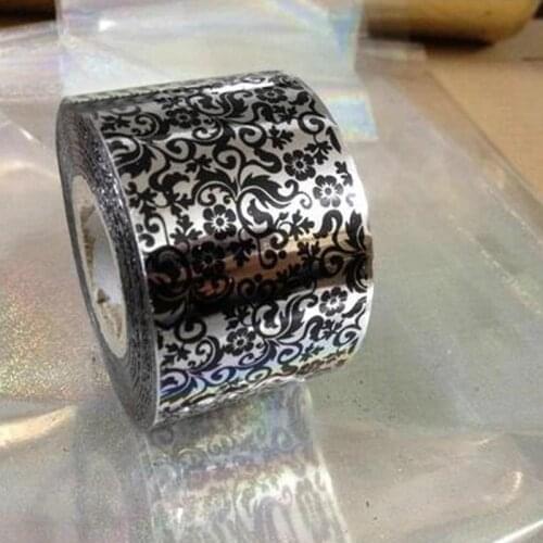 Hot Nail Art Transfer Foil Sticker 1roll 4cmX120m Classic black lace Foils Polish Fashion Designs Nail Decals Decoration