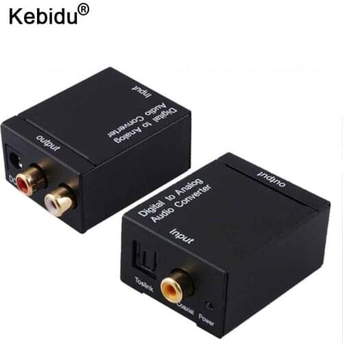 Kebidu Digital To Analog Audio Converter Digital Optical Coaxial RCA Toslink Signal to Analog Audio Converter Adapter For DVD TV