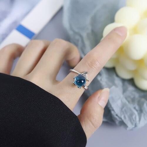 Japan and South Korea Cold Wind Elegant Mermaid Foam Ring Female Jewelry Opening Niche Design Mermaid Index Finger Tail Ring