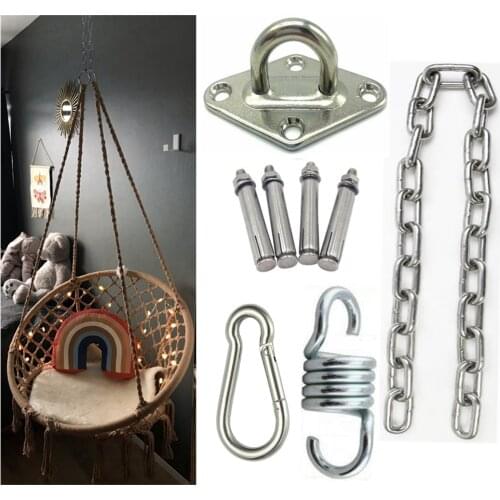 Swing Hanger Kit Stainless Steel Hanging Chair Chain For Sandbag Aerial Yoga Hammock Chair Conneciton Indoor Heavy Duty