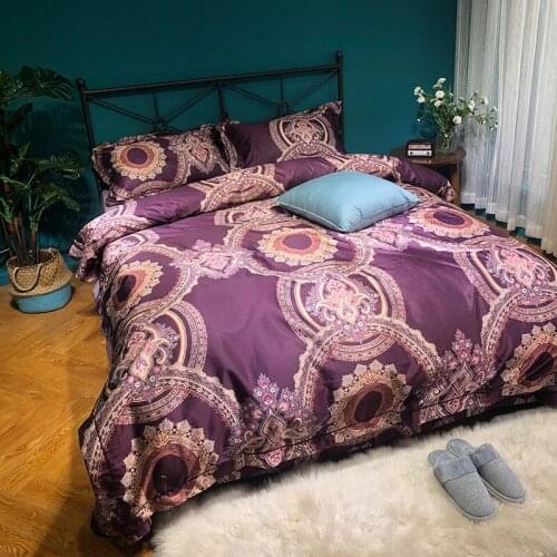 Embroideredy Egyptian cotton Bedding size queen 4pcs Bedding set Duvet Quilt cover Bedsheet Pillowcase