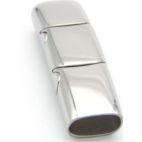 Stainless Steel End Hook Magnetic Clasp for Flat Leather Cord Rope End Three-section Connector DIY Bracelets Jewelry Connectors