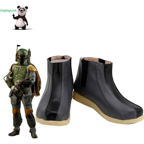 Boba Fett Brown Cosplay Shoes Cosplay Long Boots Leather Custom Made For Party Christmas