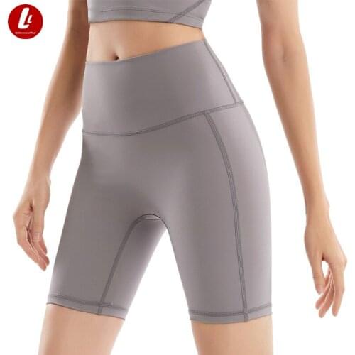 LULUBANANA Camel Toe Nylon Biker Workout Gym Long Shorts Women High Waist Plain Squat Proof Fitness Workout Athletic Shorts