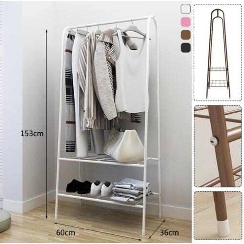 Metal Coat Rack Floor Shelf Stand with Wheels Multifunction Storage Rack Organizer Garment Clothes Holder Shelves 153x60x36cm