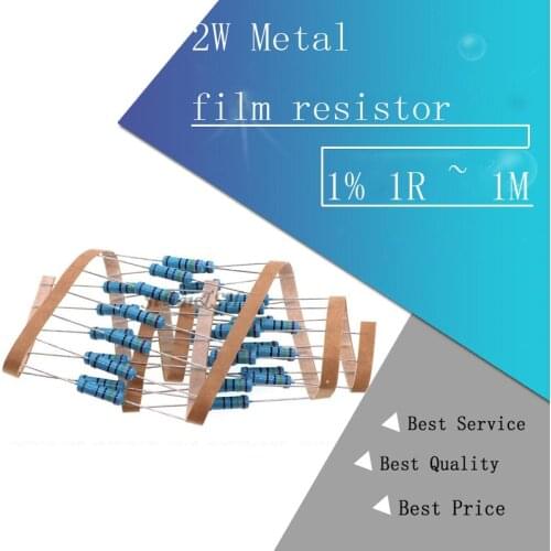 20pcs 2W Metal film resistor 1% 1R ~ 1M 2.2R 4.7R 10R 22R 47R 100R 220R 470R 1K 10K 100K 2.2 4.7 10 22 47 100 220 470 ohm