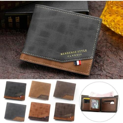 Fashion Mens Wallet Money Bag Solid Color Leather Business Short Wallet Famous Vintage Walltes Multi-card Soft Purse Coin Bag