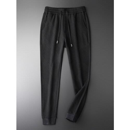 Vertical Stripe Man Pants Plus Size 4xl Luxury Spring Knit Sports Mens Trousers Hight Quality Drawstring Sweatpants Men