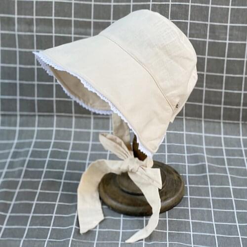 New Sweet Princess Style Lace Up Fishermans Hat Japanese Summer Thin Lace Big Brim Sunscreen Cap Basincaps