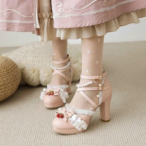 IPPEUM Lolita Shoes Women Japanese Sweet Cosplay Shoes Kawaii Shoes Women Lolita Shoes Cute Shoes Zapatilla Mujer Size 4-11