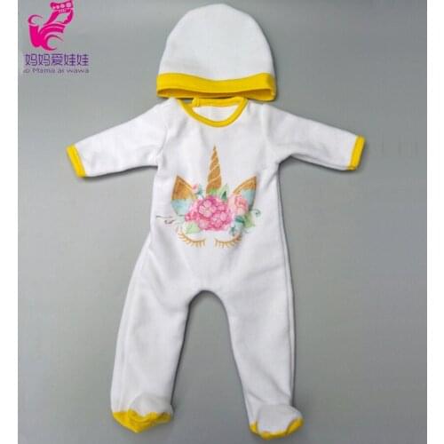 Doll clothes pants cartoon unicorn romper clothes for new born baby dolls dress sets for 18" baby doll accessories toys wear