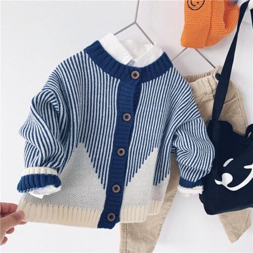 2020 autumn spring Children Baby Kids Girl Boy Knitted Sweater Cardigan Tops Outfit Colorful Tees