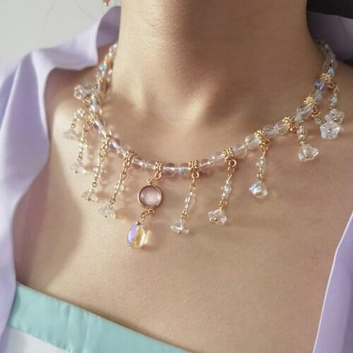 XinHuaEase Necklace Forehead Hanfu Accessories Ancient Style Chinese Flat Collar Chest Level Soft Yingluo Tassel Lolita Jewelry