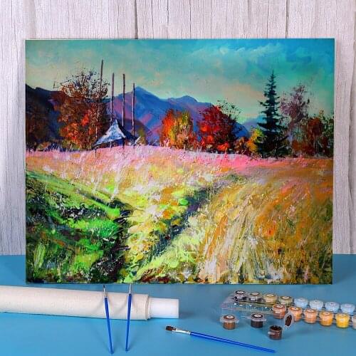 Landscape Autumn Painting By Numbers Package Oil Paints 40*50 Canvas Painting Decorative Paintings For Children Art