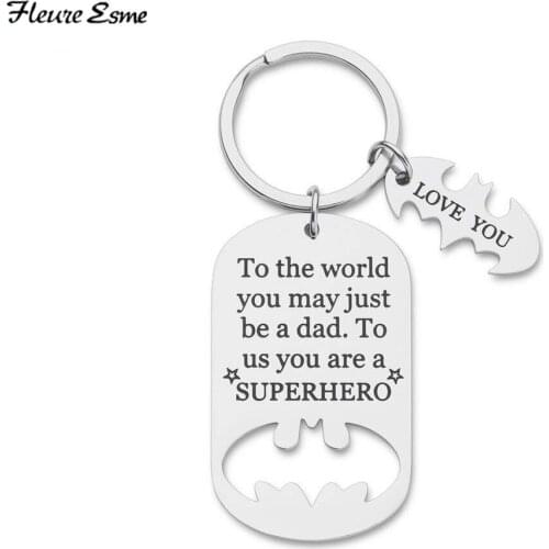 Fathers Day Gifts Dad Birthday Keychain for Daddy Step Dad To Be Husband From Daughter Son Wife Kids I Love You Key Ring Pendant