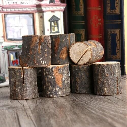 10pcs Name Card Stand Holder Rustic Wedding Table Wooden Place Number Nature Decor