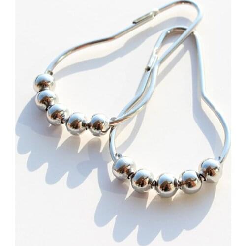 Polished Satin Nickel 5 Roller ball Shower Curtain Rings Curtain Hooks