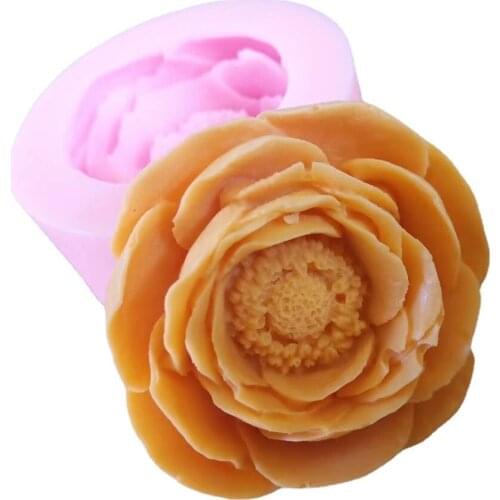 1Pcs Aromatherapy Candle Mold Handmade DIY Silicone Mold Peony Shape Soap Plaster Mold