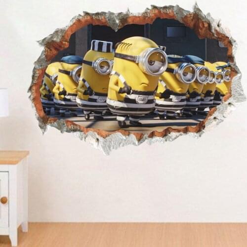 Lovely 3D Yellow Boy Cute Wall Sticker On Holiday Smashed Window Baby Kids Room Bedroom Decoraton Vinyl Decals Art Mural Poster