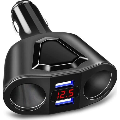 Universal 12V-24V 120W Output Car Splitter Cigarette Lighter Socket Power Adapter 3.1A Dual USB Car Charger With Voltage Display