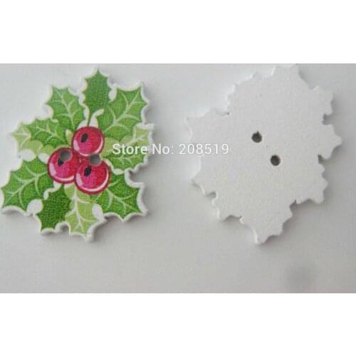 WBNGNV Christmas decorative Buttons 100pcs 2 holes wood button sewing accessory