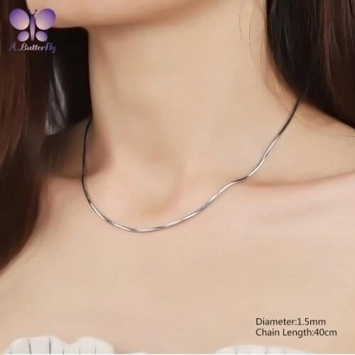 A Butterfly 100% 925 Sterling Silver Ladies Necklace Snake Bone Necklace Various Length Selection Quality Girl Necklace