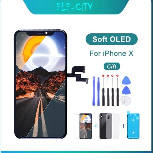 Soft OLED LCD For iPhone X LCD Display Touch Screen Digitizer Assembly Replacement True Tone Supported With Gift No Dead Pixel