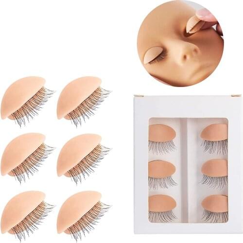 3 Pairs Replacement Eyelids Silicone Grafting eyelash extension Training Kit Makeup Mannequin Head Removable Realistic Eyelids