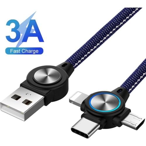 3 in 1 USB charging Cable Micro USB Type C 8 Pin Charger Cable for iPhone XS XR X Charging Cable Micro USB Charger Cord