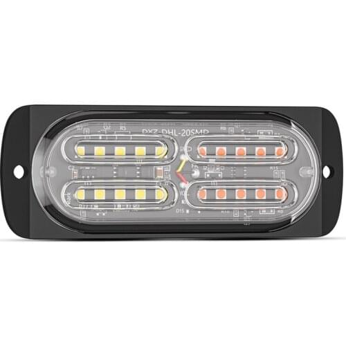 4Pcs 20-LED Emergency Strobe Lights Grill Beacon Flashing Lights Bar for Car Truck Van SUV ATV Surface Mount Amber/White