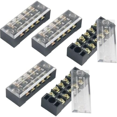 5 Pcs Dual Row 5 Position Screw Terminal Strip 600V 15A