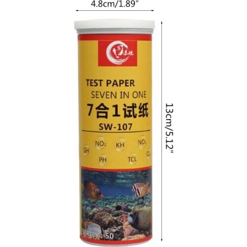 50 Pieces 7 in 1 Water Test Kit Strips Aquarium Fish Tank Testing Strips for Nitrite Nitrate PH Chlorine Test