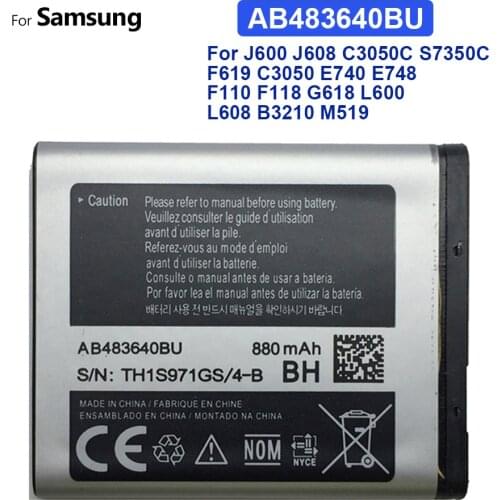 Battery AB483640BU 880mAh For Samsung J600 J608 C3050C S7350C F619 C3050 E740 E748 F110 F118 G618 L600 L608 B3210 M519