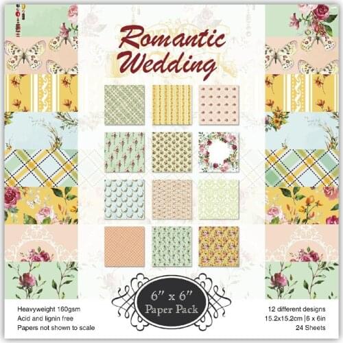 DIY ramantic wedding style Scrapbooking paper pack of 24 sheets handmade craft paper craft Background pad
