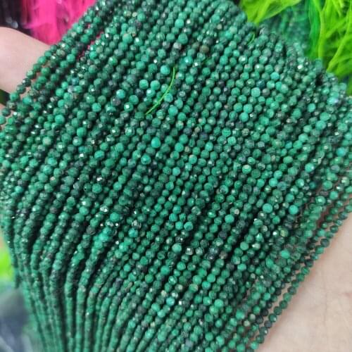 Small Size Natural Faceted Tiny 2 3 4mm Green Malachite Gem Stone Beads for Jewelry Making DIY Necklace Bracelet Earring 15