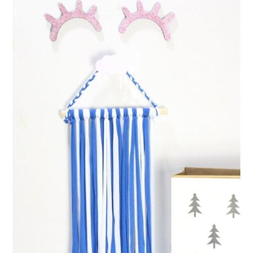 C Kids Hair Bow Holder Wall Hanging Room Decor Girls Pompom Long Hair Clip Organizer Grosgrain Ribbon Barrette Accessory Holders