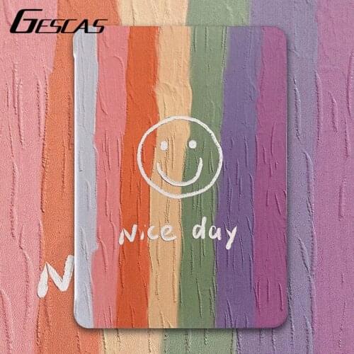 GESCAS Ipad Case Cartoon Silicone For Apple Ipad Pro 2020/Air3/2/1 Mini5/4/3/2/1 Tablet PC Rainbow Smile Ipad Case