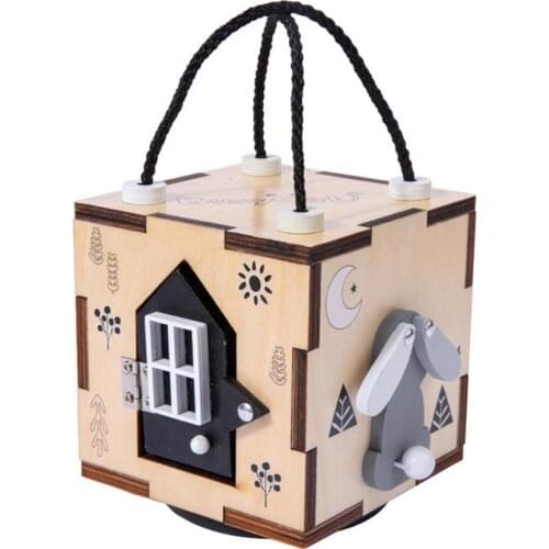 Wooden Busy Cube Puzzle Toy Activity Cube Children Lock Box Unlock Toy Early Learning Montessori Educational Toy Busyboard