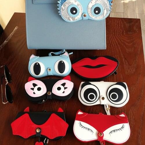 CLEARANCE Cute glasses cases bag leather women sunglasses bags accessories pendant eyeware bags etui na okulary funda gafas