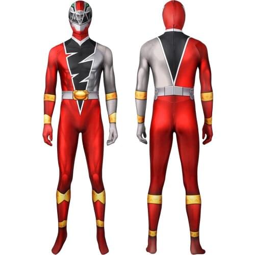 Kishryu Sentai Ryusoulger Cosplay Costume Red Dino Ranger Koh Bodysuit Halloween Masquerade Cool Print Zentai Clothing