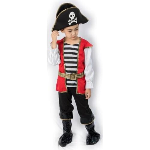 Captain Pirate Halloween Bone Costume Kid Boys Girls Buccaneer Cosplay Outfit Hat Pants Suit Fancy Gift For Infant Toddler Child