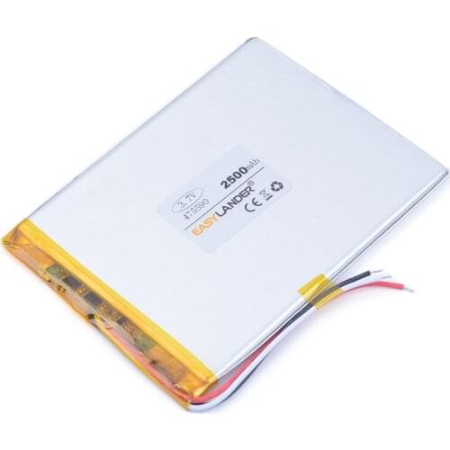 3-wire 475590 2500mAh lithium Li ion polymer rechargeable battery For DVR MP5 Speaker E-book tablet pc