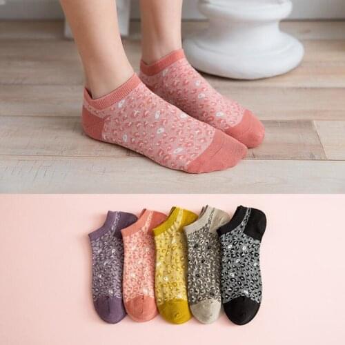 Girls Cute Leopard Ankle Socks Women Cotton Sock Summer Socks Short Sport Sock Fashion No Show Animal Print Boat Socks