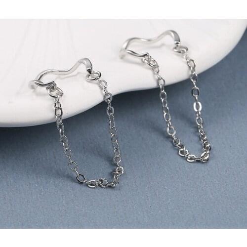 Trendy Jewelry 1 PC Curve Metal Clip Earrings Simply Design Silvery Plating Chain Ear Cuff Earring For Girl Party Gifts