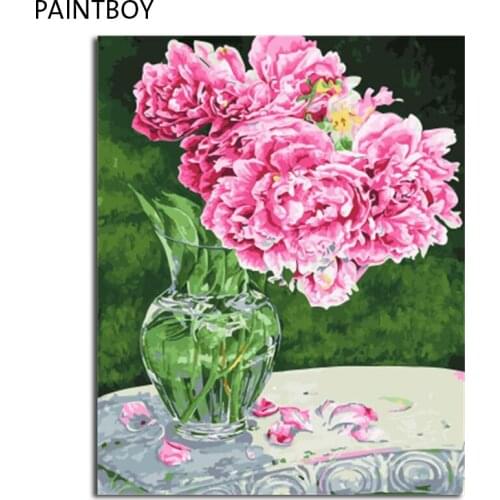 PAINTBOY Flower Framed Pictures DIY Painting By Numbers Acrylic Painting On Canvas Wall Art For Living Room Home Decor