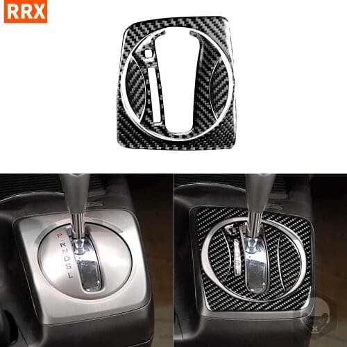 For Honda Civic 8 Gen 2006-2011 Black Carbon Fiber Stickers Automatic Gear Panel Set Shift Frame Styling Interior Car Accessorie