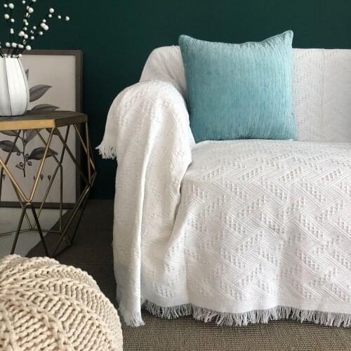 Aggcual pure white throw blanket for sofa japanese Portable Bed cover personalized tapestry with tassel nordic decoration XT14