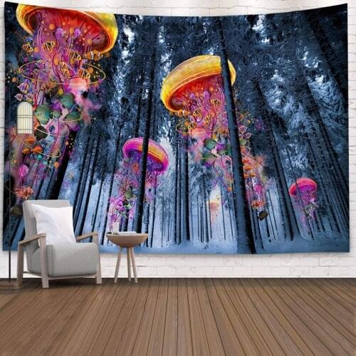 Psychedelic Tapestrys Forest Jellyfish Tapestry Wall Hanging Carpet Wall Art Unique Wall Hanging Tapestry Dorm Decor Blanket