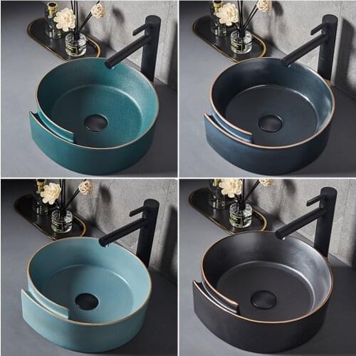 Balcony Art Sink Against Wash Basin Bathroom Homestay Wash Basin Single Basin Home Yard Boat Sink Blue Bowl