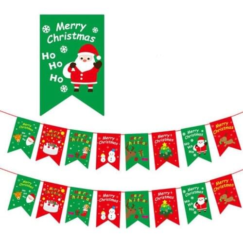 Christmas Cartoon Paper Pull Flag School Mall Christmas Pull Flower Pendant Christmas Pull Flag Christmas Hanging Decor